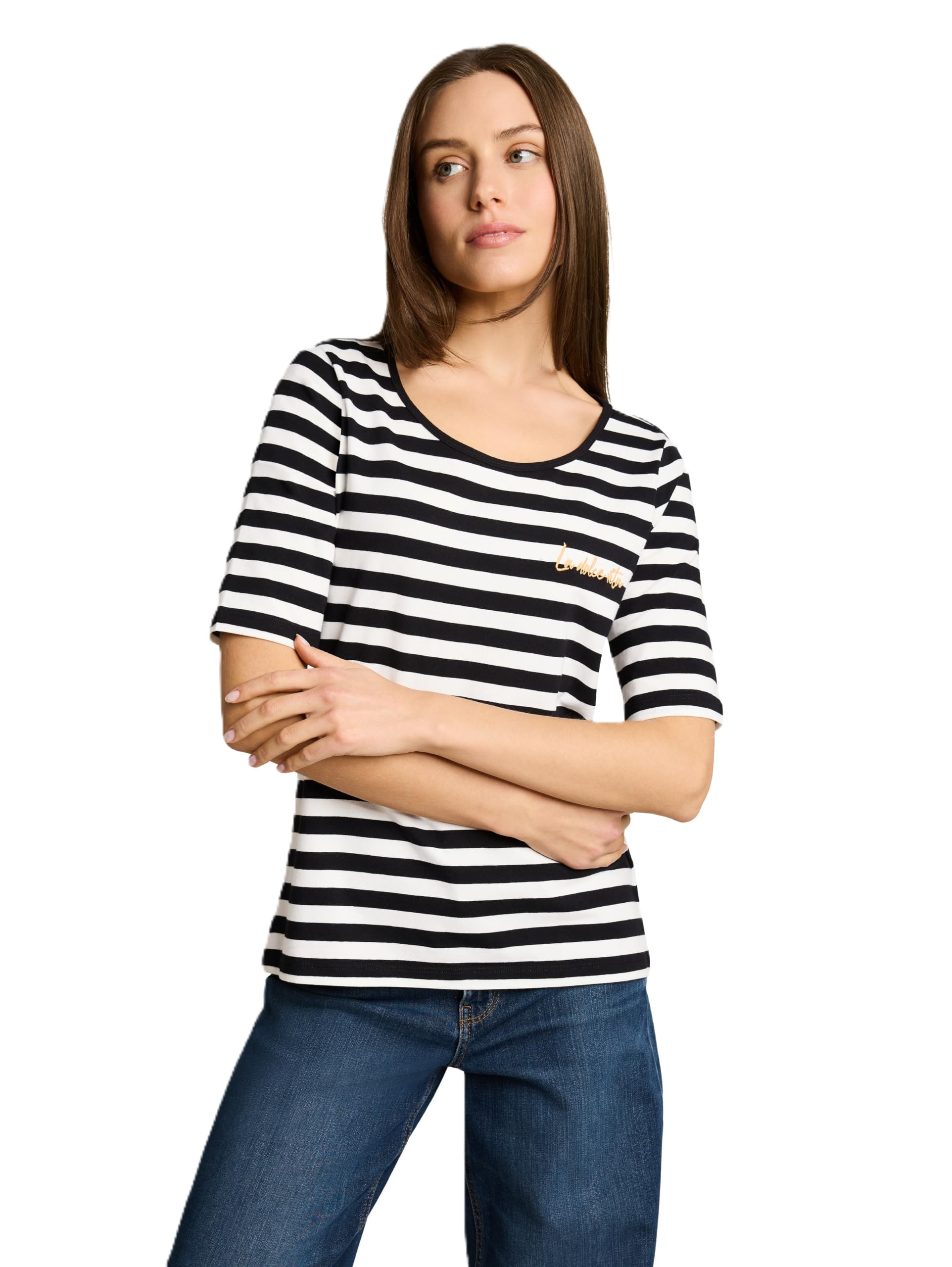 Tom Tailor Damen 1051218 T-Shirt mit Stickerei