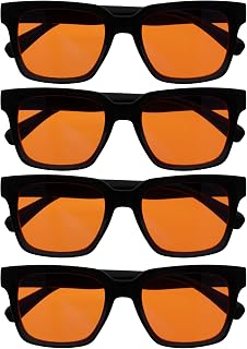 OPULIZE ERA Women's and Men's Blue Light Glasses - Anti-Glare and Anti-Glare - Pack of 4 - Computer Glasses - UV Protection - Oversized and Rectangular - Black - Orange Lenses