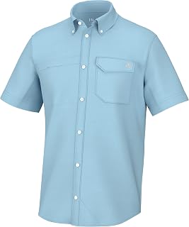 HUK Men's Tide Point Kc Scott Original Artwork Short Sleeve Shirt, Fishing Button Down