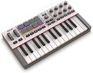 Akai Professional MPK Mini IV 25-Key USB-C MIDI Keyboard Controller, Grey | Velocity-Sensitive Mini Keys, 8 MPC Pads, 360° Knobs, Chord and Scale Mode, for Beat Makers, Music Production