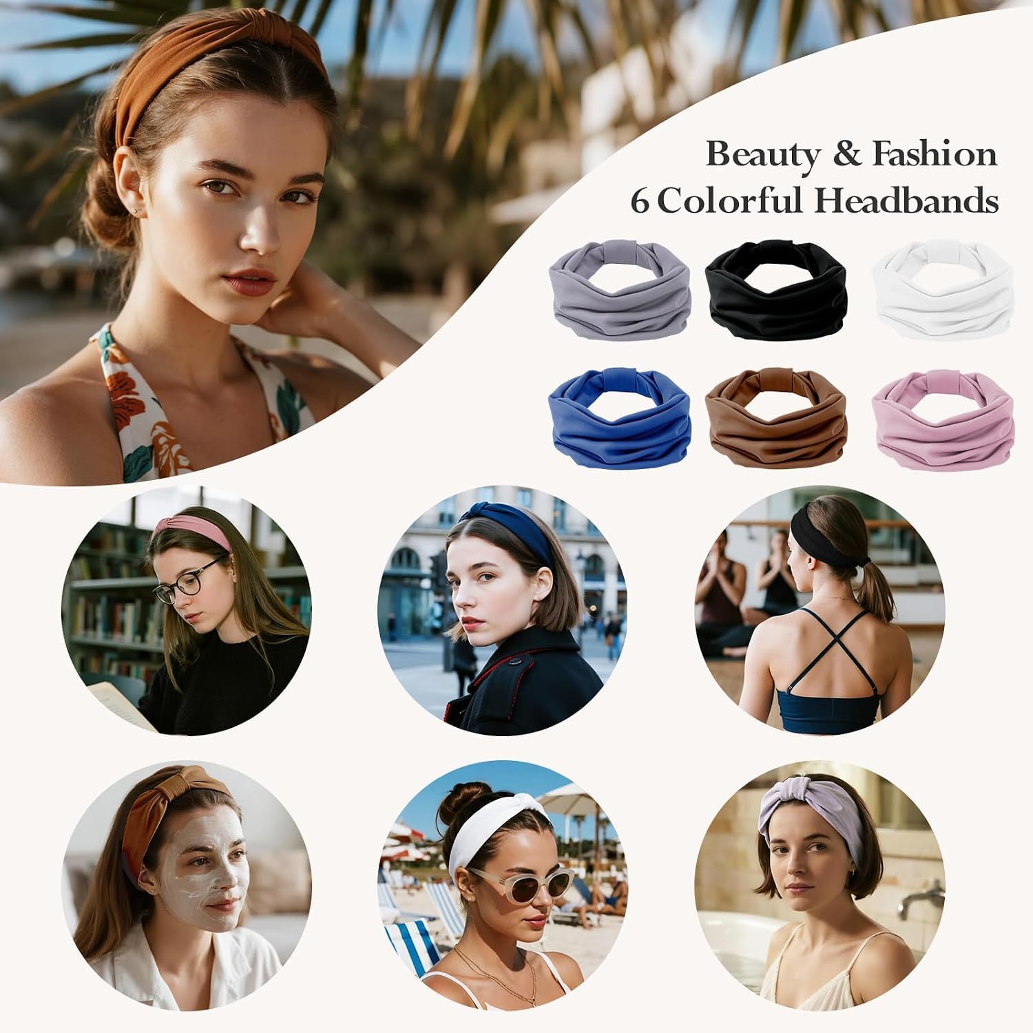 1 x Women Elastic Knit Headband Wide Yoga Sweat-absorbing Headband (Dark Coffee)