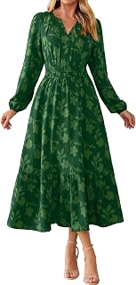 Simplee Women's Boho Long Sleeve Floral Maxi Fall Wedding Guest Dress