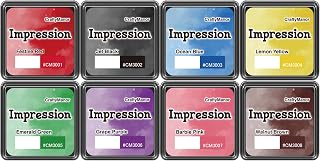 CraftyManor Mini Smudge Ink Pads for Stamps, Water Based Halo Dye Stamp Pad for Scrapbooking, DIY Craft Scrapbook Supplies for Adults (8 Colors)