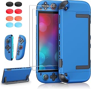 FYOUNG Upgrade Switch 2 Protective Case&Screen Protector Set | Dockable Cover Hard Shell for Nintendo Switch 2 2025 Console Accessories, Travel-Friendly, Kickstand Cutouts(Blue)
