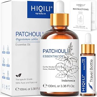 HIQILI Patchouli Essential Oil 100ml, Natural Pure for Aromatherapy Diffuser, Skin, Candle Soap Making, Perfume DIY