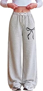 Zaclotre Girls Wide Leg Sweatpants Bow Baggy Athletic Pants with Pockets