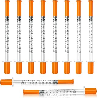 U-100 Syringes, 1ml syringe, 31g 5/16 1cc syringe with needle, lab syringes, Pack of 100