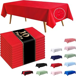 10 Pack Red Disposable Tablecloth, Leakproof & Sturdy Table Cloth