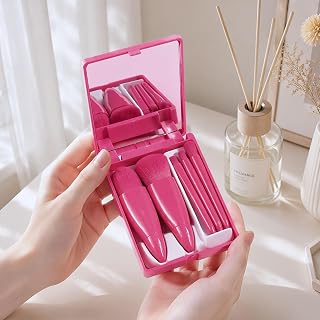5 Pcs Portable Makeup Brush Set with Mirror