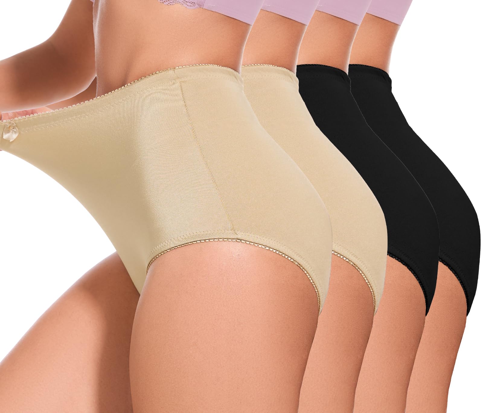 4Pack High Waisted Tummy Control Underwear Women's Girdle Panties Full Coverage 