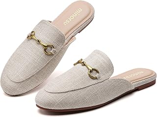 Minorsu Buckle Mules for Women Flats Loafers Shoes for Work Office Business