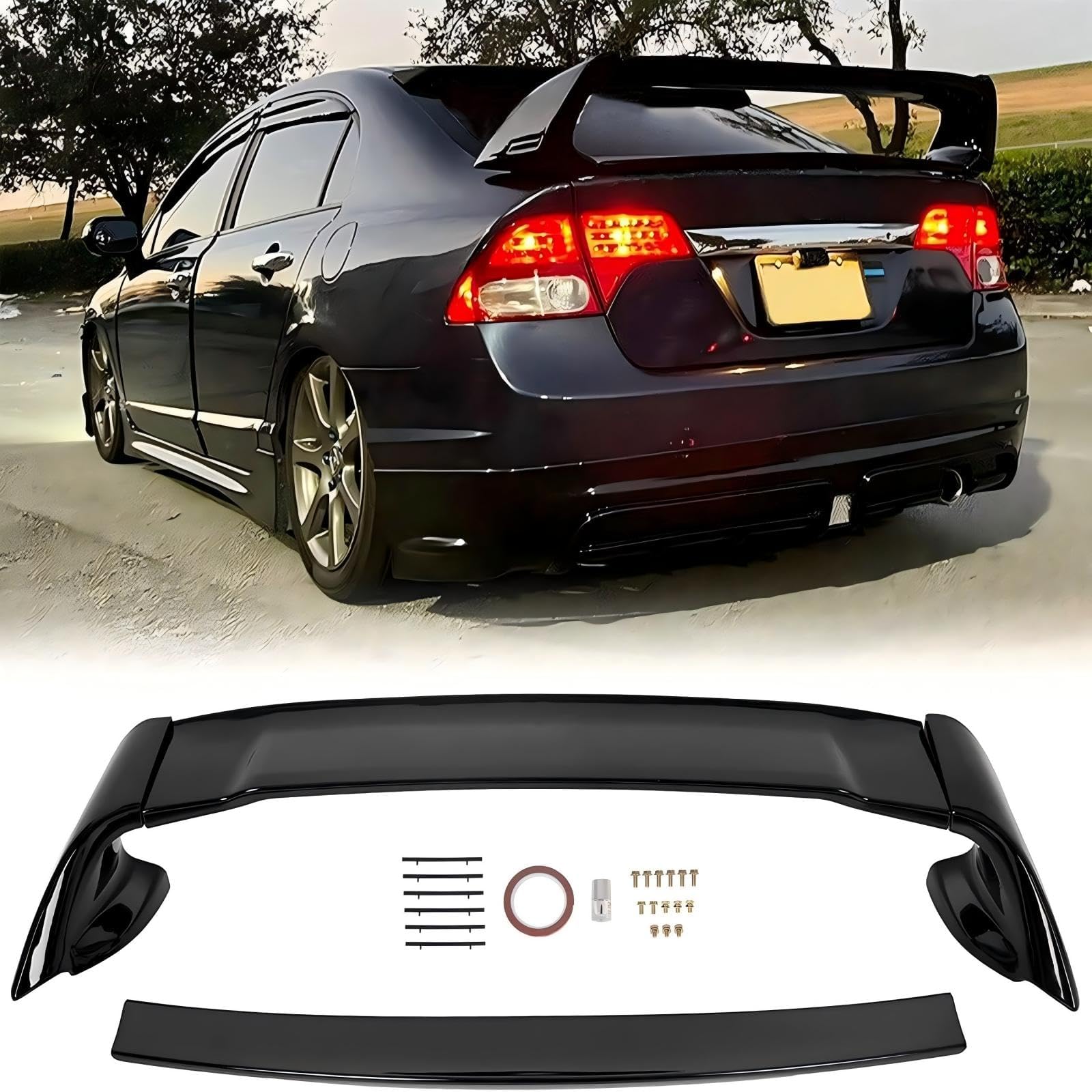 ECOTRIC Trunk Spoiler Wing Compatible with 2006-2011 Honda Civic 4 Door | Compat
