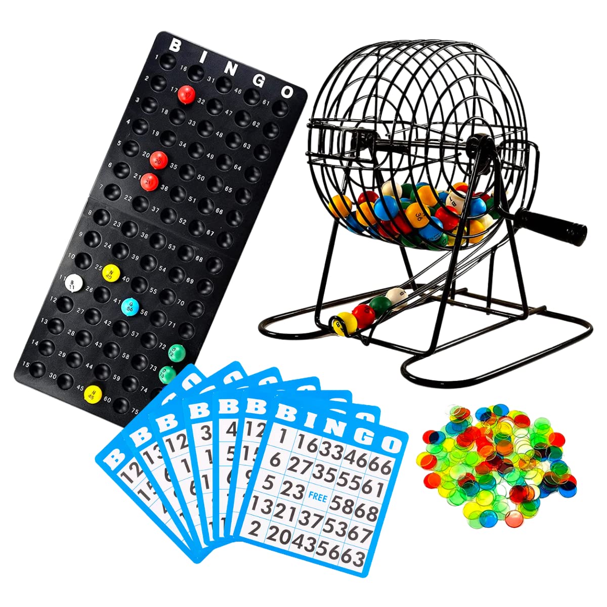 Regal Games Deluxe Bingo Game Set with Cage, Board, Balls, 18 Cards, and Chips