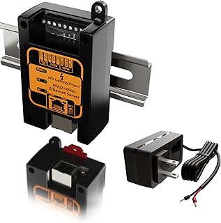 RS232 RS485 Ethernet Serial Device Server, Modbus RTU/TCP Gateway/Converter | Simultaneous RS-232 & RS-485 | Industrial DIN Rail | DC 9–70V | DHCP & Static IP | Web UI Config, PSU in set