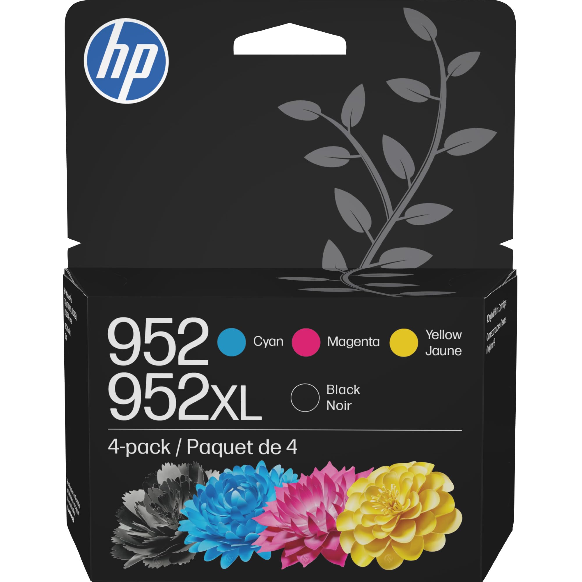 HP 952XL Black + 952 Cyan, Magenta, Yellow Ink | Works with Printer Series: Offi