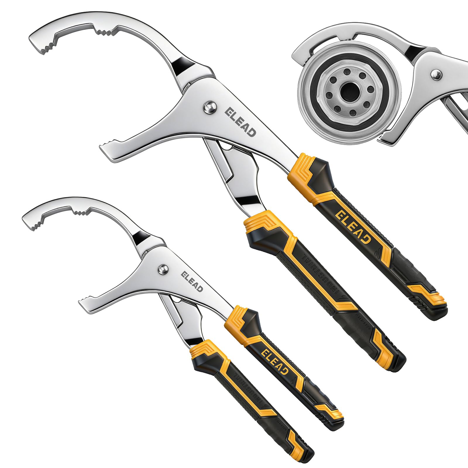 ELEAD Adjustable Oil Filter Wrench Set - 9" & 12" Pliers for Cars, Trucks, Motor