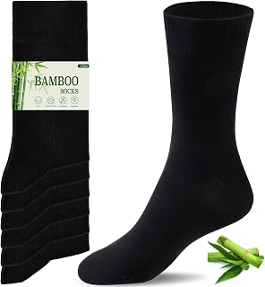 Niofind Bamboo Socks for Men and Women, 6/10 Pairs Crew Seamless Soft Colored & Black Dress Socks Multipack, Breathable, Durable, Odorless, Comfortable