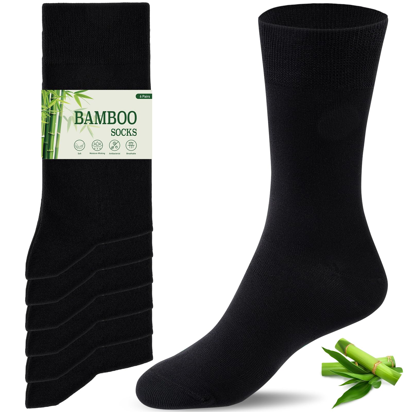 Niofind Bamboo Socks for Men and Women, 6/10 Pairs Crew Seamless Soft Colored & 