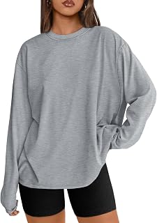 Womens Basic Long Sleeve Tops Oversized Crewneck Fall Casual Workout Fashion Casual Y2K Clothes