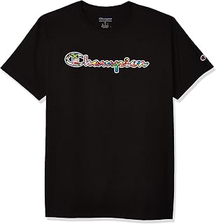 Champion Classic Tee Men's T-Shirt, Black - Multi Flag Script, L