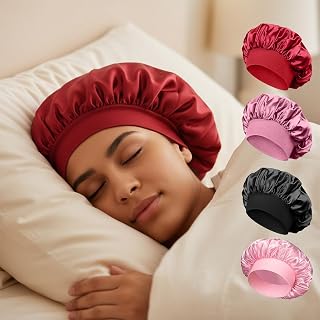 Satin Bonnet for Women Adjustable Sleep Bonnet Soft Satin Bonnet Night Hair for Home Relaxation Travel