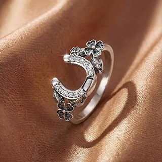 1 Pcs Sparkling U Shape Flower Ring Wedding Gift for Women Eternity Promise Jewelry for Women