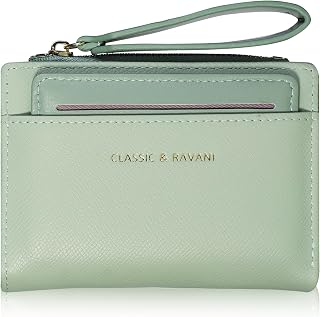Small Wallet for Women,Bifold RFID Blocking Card Holder Wrist let Wallets with Zipper Pocket for women girls (Green)