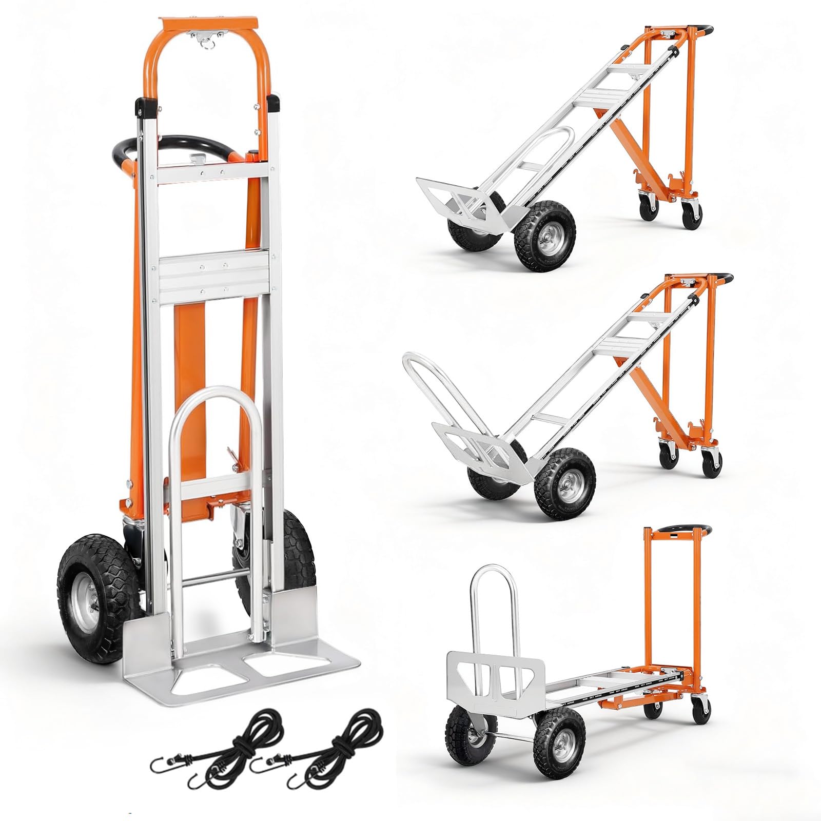 Aluminum 4 in 1 Convertible Hand Truck Dolly, 1000Lbs Capacity, Heavy Duty Foldi
