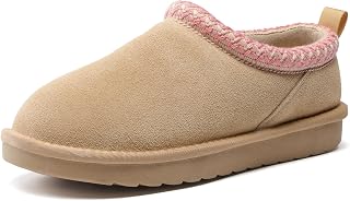 DREAM PAIRS Chaussons pelucheux en daim véritable pour femme