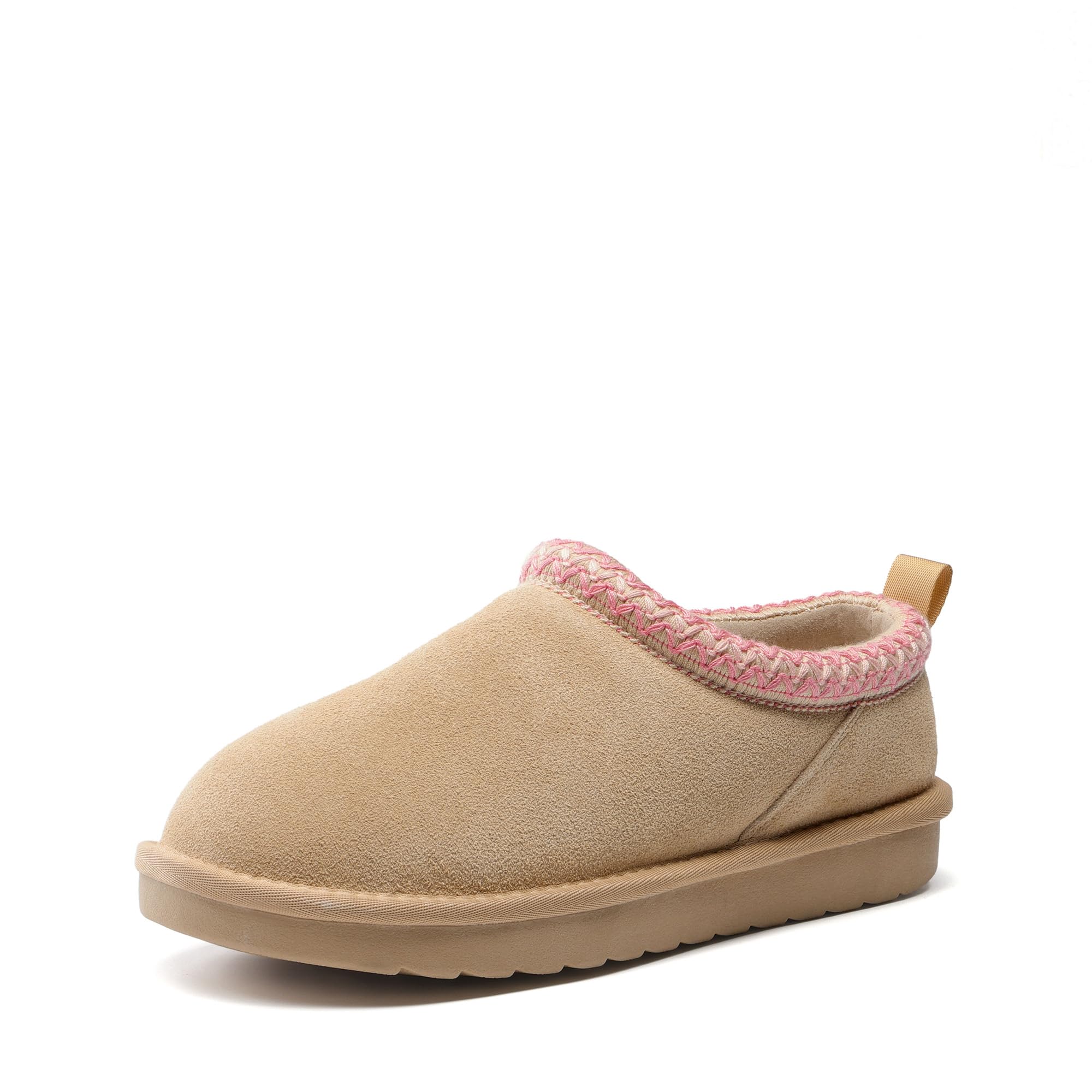 DREAM PAIRS Chaussons pelucheux en daim véritable pour femme