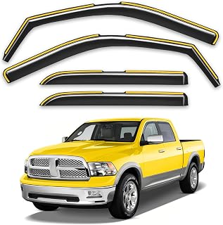 Rain Guards for 2009-2018 Dodge Ram 1500 Crew Cab/Ram 2500&amp;3500 2010-2026 | in-Channel Extra Durable Window Deflectors,Window visors Rain Guards,Side Window Visors,Vent Shades,Truck Accessories