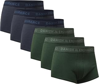 DANISH ENDURANCE Men's Cotton Trunks Low Rise, Stretch Fit, 6-Pack