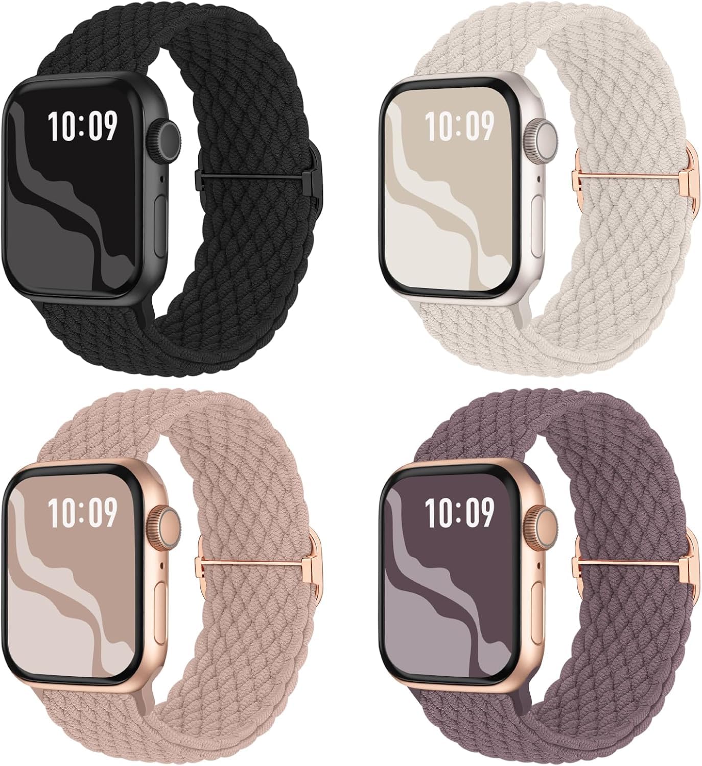 4 Pack Braided Stretchy Band Compatible with Apple Watch Bands Women Men | 40/41