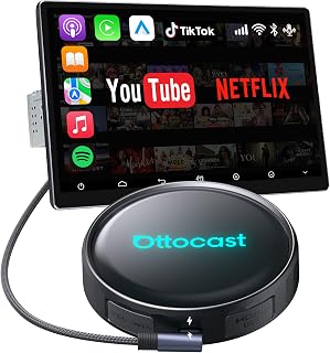 OTTOCAST P3 Pro AI Box – Wireless CarPlay & Android Auto Adapter, Android 13 with OttoDrive 3.0, HDMI Output, 8GB RAM + 128GB Storage, Cloud SIM, Supports YouTube, Netflix & TikTok Streaming