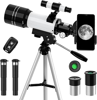 Telescope for Kids, 70MM Aperture Telescopes for Adults (15X-150X) with FMC Optics, 300MM Astronomical Refractor Telescope for Beginners with Phone Adapter, Portable Astronomy Gifts for Moon and Star
