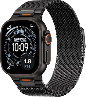 Milanese Loop for Apple Watch Ultra 4/3/2 Band 49mm 40/41/42/44/45/46mm Men | Tactical Mecha Strap,Military-Grade Design,Magnetic Metal Mesh Wristband,iWatch Ultra 2/3/4 Series 12/11/10/9/8/7/6/5/4 SE