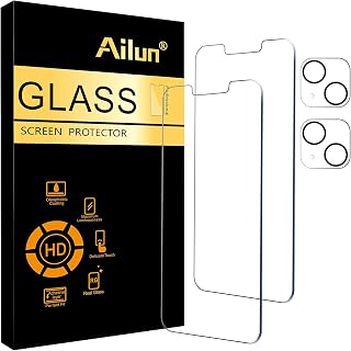 Ailun Screen Protector + Camera Lens Protector for iPhone 13, 2+2 Pack | 6.1 inch, Tempered Glass, HD
