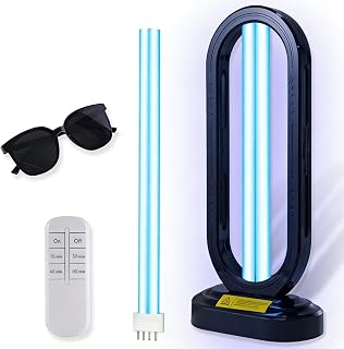 Maxorkin UV Light Sanitizer w/Spare Bulb with Ozone,UVC Disinfection Lamp with Remote Control,Ultraviolet Light Sanitizer for Whole Home,Room & Kitchen,UV Sterilizer15/30/45/60 Minutes Timer