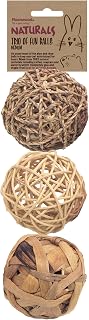 Rosewood Naturals Trio of Fun Balls (3pcs) Small Animal Toys | Activity & Gnaw Toys for Rabbits, Guinea Pigs, Hamsters, Gerbils, Chinchillas, Degus, Rats, Mice (1 x Pack of 3 Balls)