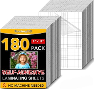 RowinsyDD 180 PCS Self Laminating Sheets, Self Adhesive Laminating Sheets | 8.5 x 11 Inches Self-adhesive Cold Laminating Sheets No Machine No Heat Self Sealing Laminate Sheets Ultrasound for Stickers