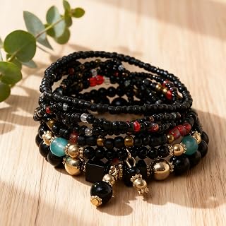 8pcs/set Boho Style Multilayer Beads Girls Bracelet Retro Fashion Jewelry Accessories