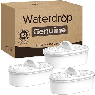 [Genuine] Waterdrop PF-01A Water Filter Replacement for Waterdrop Pitchers | NSF Certified, Reduces Lead, PFAS, PFOA/PFOS, Chlorine, Each Filter Lasts Up to 3 Months or 200 Gallons, 3 Pack