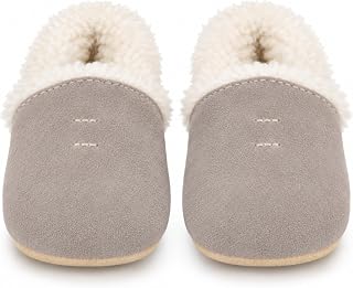 Dotty Fish Suede Baby & Kids Slippers - Barefoot, Fleece Lined, Non-Slip