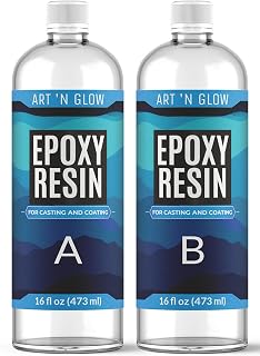 Crystal Clear Epoxy Resin Kit 32oz - Food Safe, UV Resistant, Bubble Free | Casting & coating epoxy resin for jewelry, coasters, molds, art, wood & more. Bubble-free, low odor, USA based business