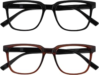 OPULIZE LEO Reading Glasses - Rectangular Frame, 2 Pack - Black/Brown, One Size