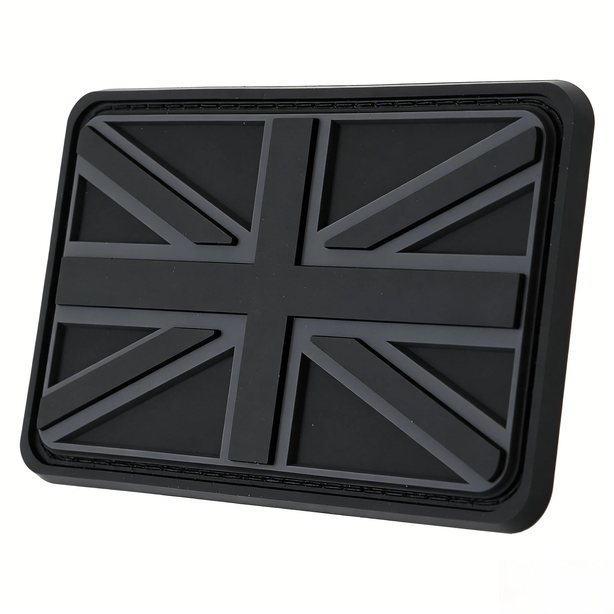 Union Jack Patch, 3D PVC Hook & Loop for Rucksacks, Black-Grey, 8 x 5 cm | Weath