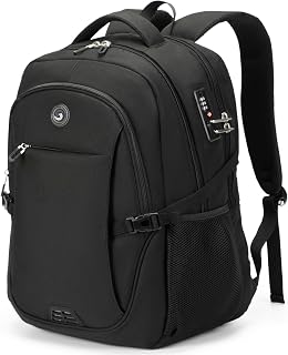 SHRRADOO Travel Laptop Backpack for Men Women, College High Schoolbag | Anti Theft Backpacks with Combination Lock, Carry On Flight Approved, Fit 17 Inch Laptop, Bookbag Work School Backpack