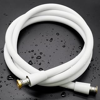 Duschschlauch 1,5m mit Verdrehschutz, Besonders weicher Silikon Duschschlauch, Brauseschlauch Extrem Flexibel, Standard 1/2" Anschluss, Easy Clean, Ersatz, Weiß