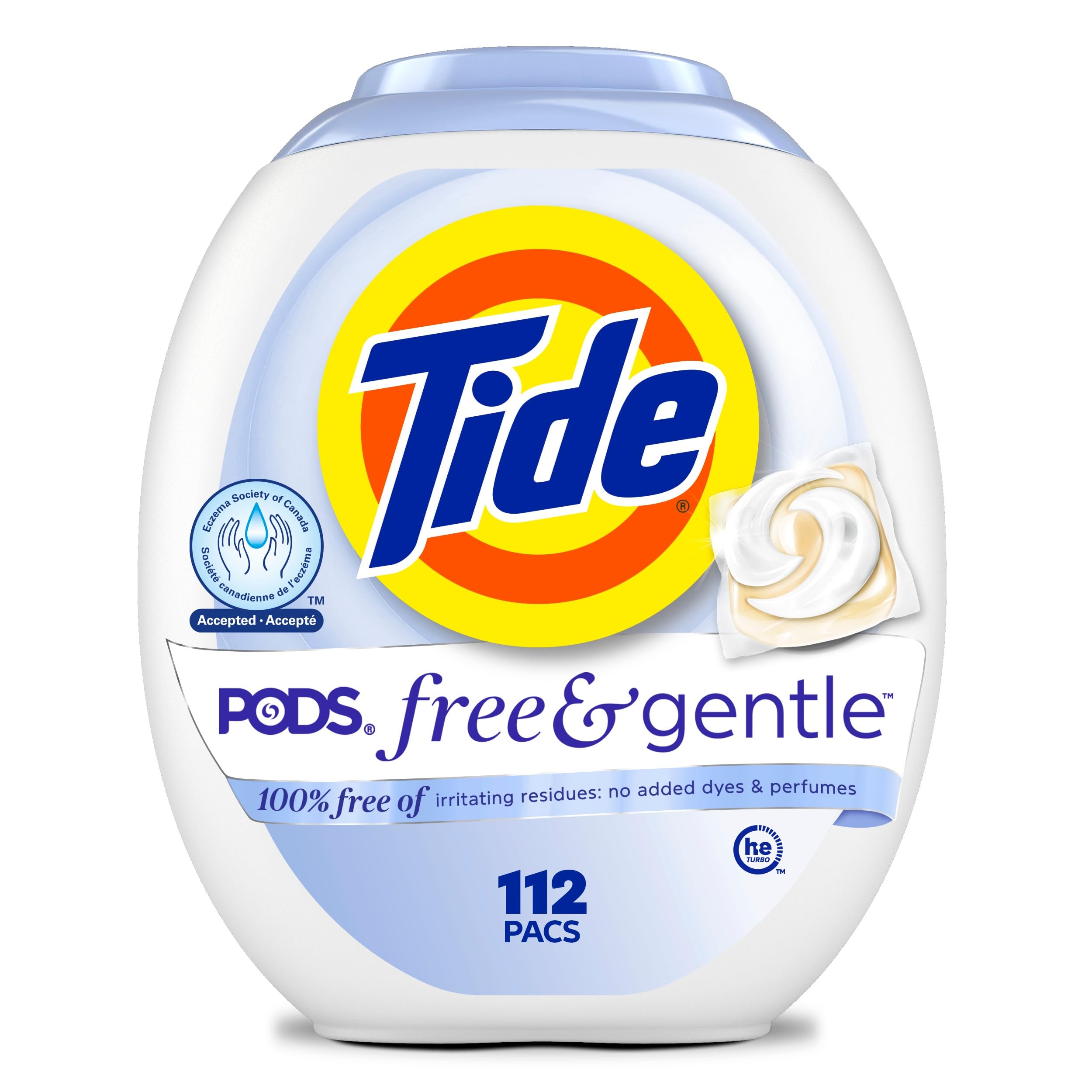 Tide Pods Free & Gentle Laundry Detergent Soap, Unscented, Hypoallergenic, Derma