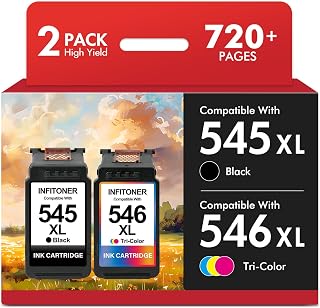 Ink Cartridge 545 and 546 TS3350 for Canon 545-546 545XL 546XL | Compatible for PG-545 CL-546 XL for Canon Pixma TS3550 TS3450 TS3350 TS3150 TS3451 TS3150 Printers (Black Colour)